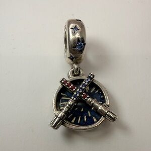 Pandora Star Wars Lightsaber Dangle Charm Blue Enamel ALE S925 Retired - RARE